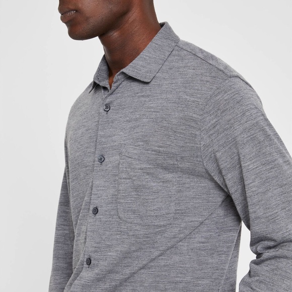 Long Sleeve Wool Knit Shirt - New With Tags - NEVER WORN - Dark Grey - Picture 3 of 5